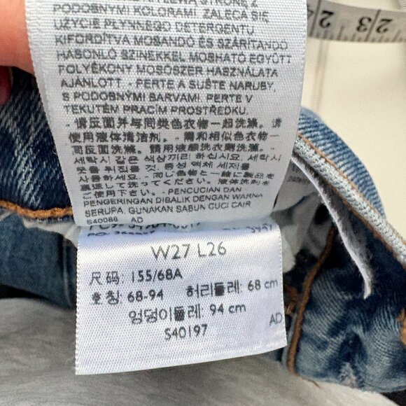 Levi's Wedge Straight Raw Ruffle Hem Denim Jeans Blue Wash Size 27 - Picture 5 of 6